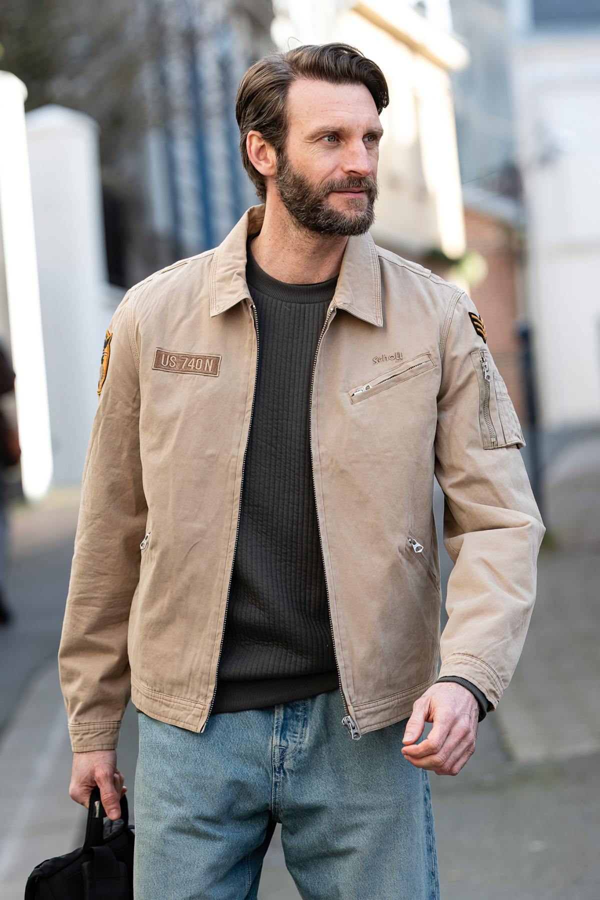 Herren Jacke Schott DALLIN TAUPE — Ansicht 1