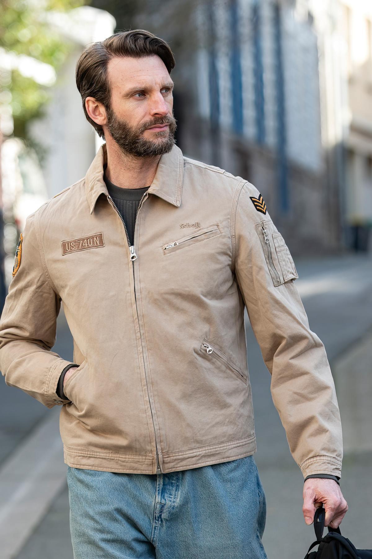 Herren Jacke Schott DALLIN TAUPE — Ansicht 2