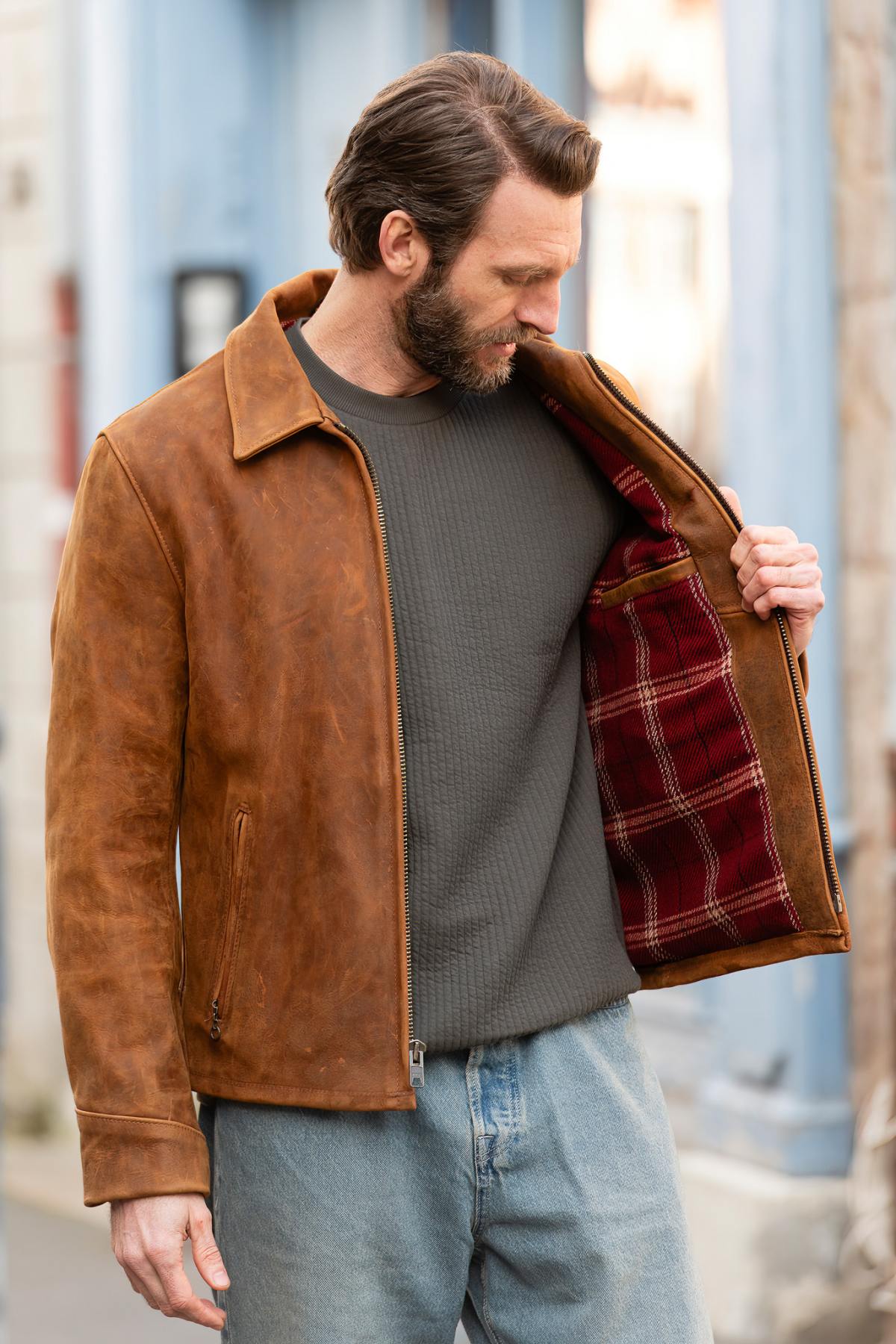 Blouson Homme Schott P673 BROWN — vue 6