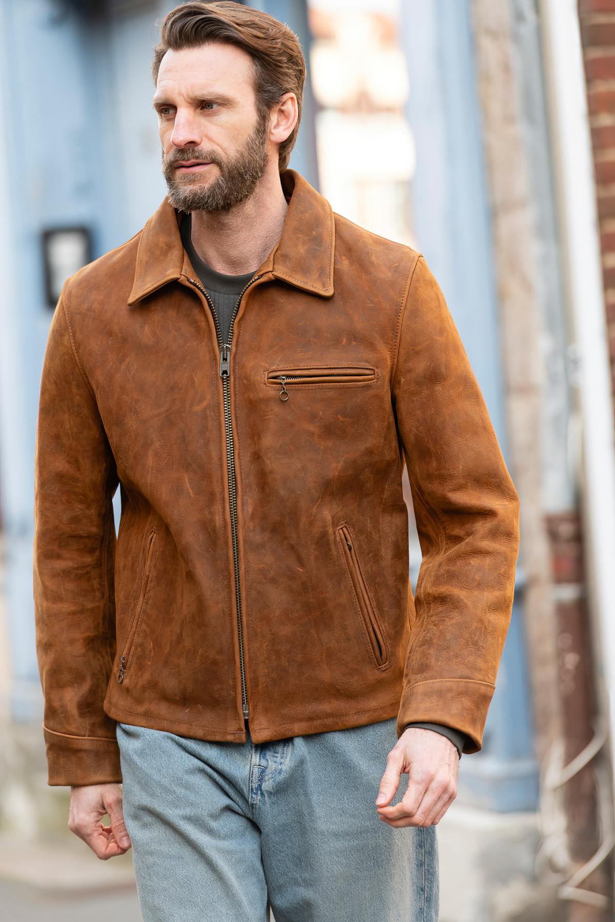Blouson Homme Schott P673 BROWN — vue 4