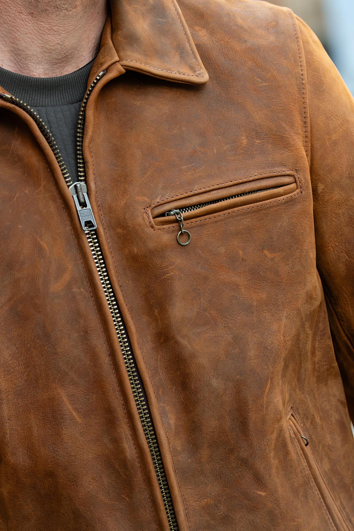 Blouson Homme Schott P673 BROWN — vue 3