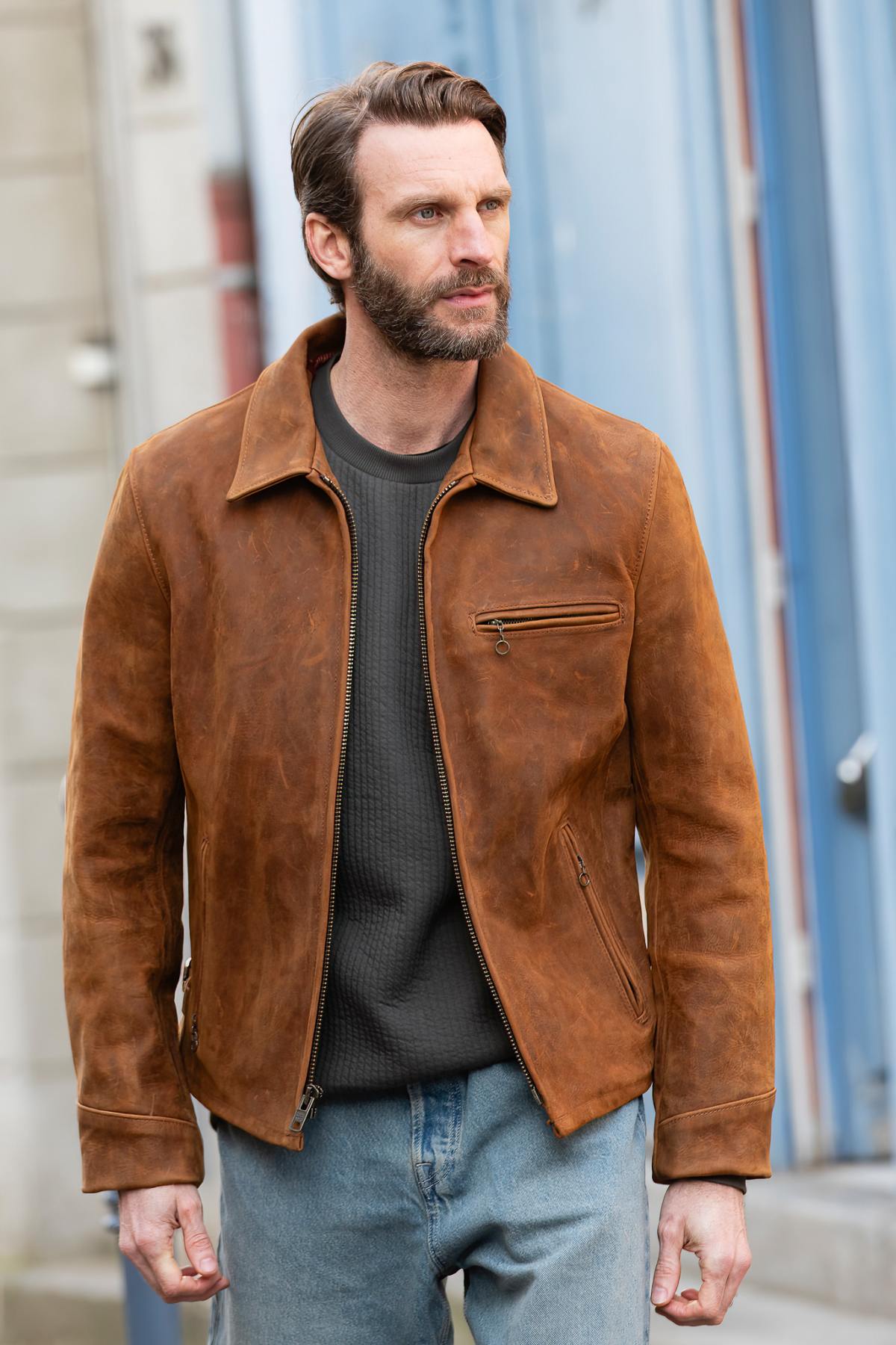 Blouson Homme Schott P673 BROWN — vue 7