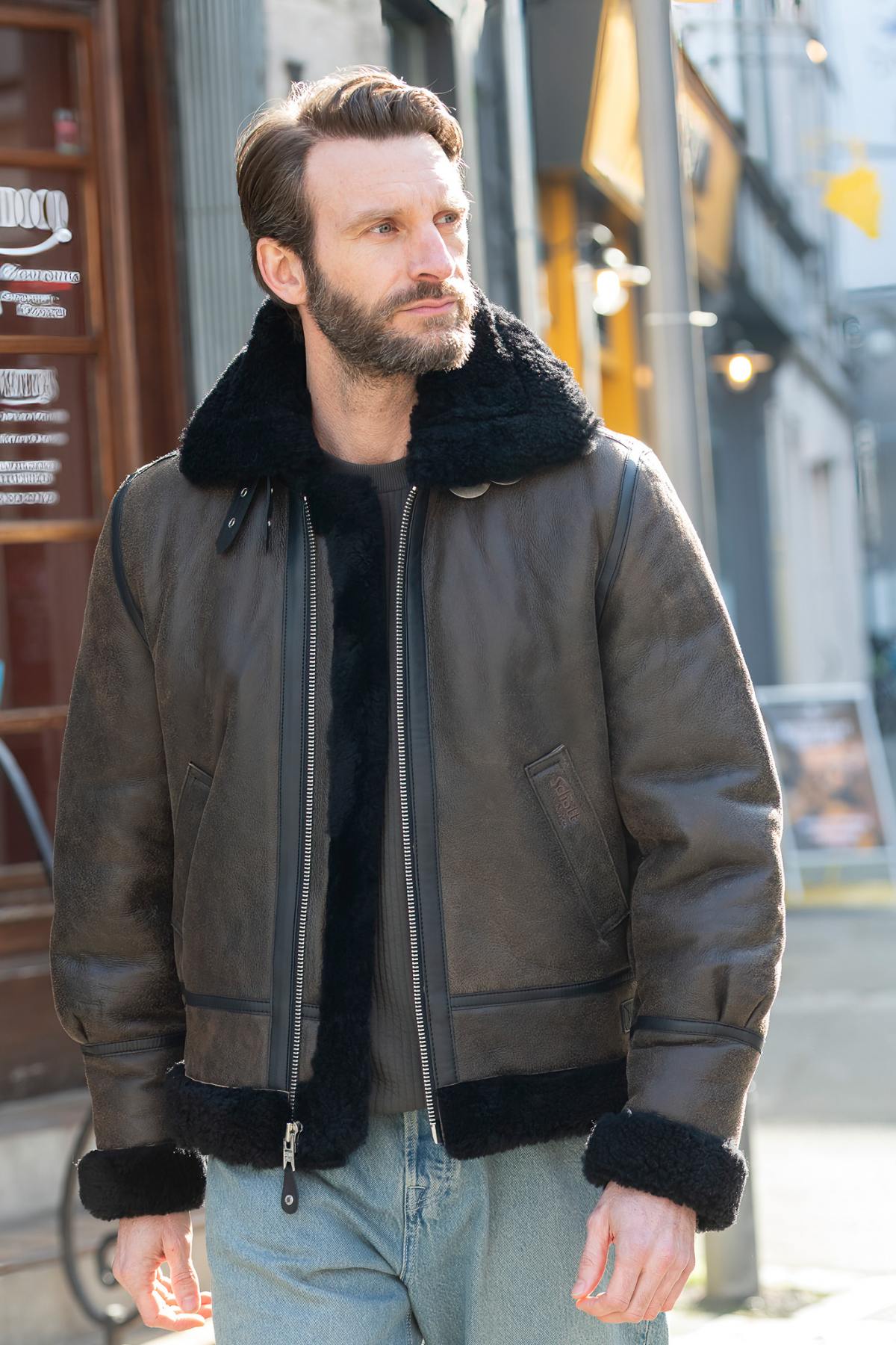 Herren Jacke Schott LC1259 BLACK BROWN — Ansicht 5