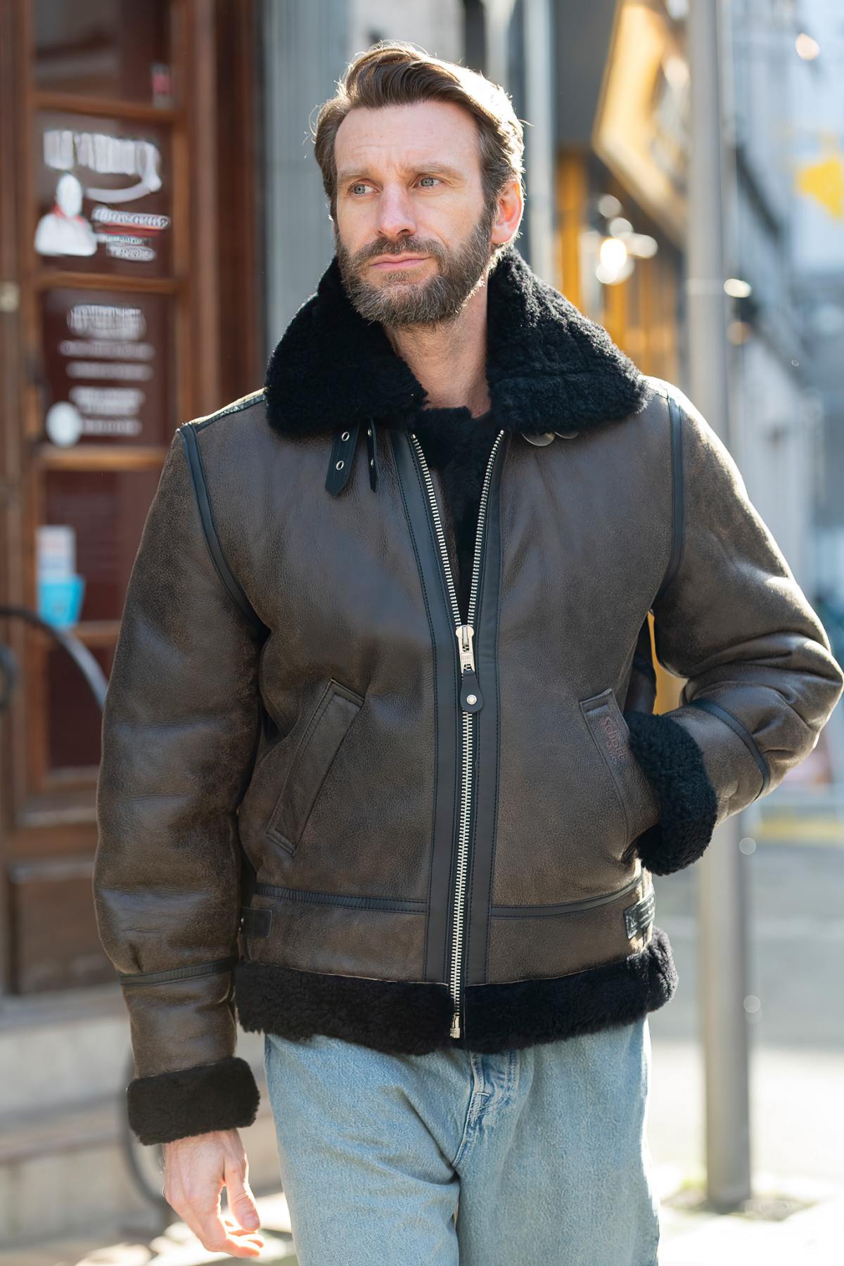 Herren Jacke Schott LC1259 BLACK BROWN — Ansicht 2