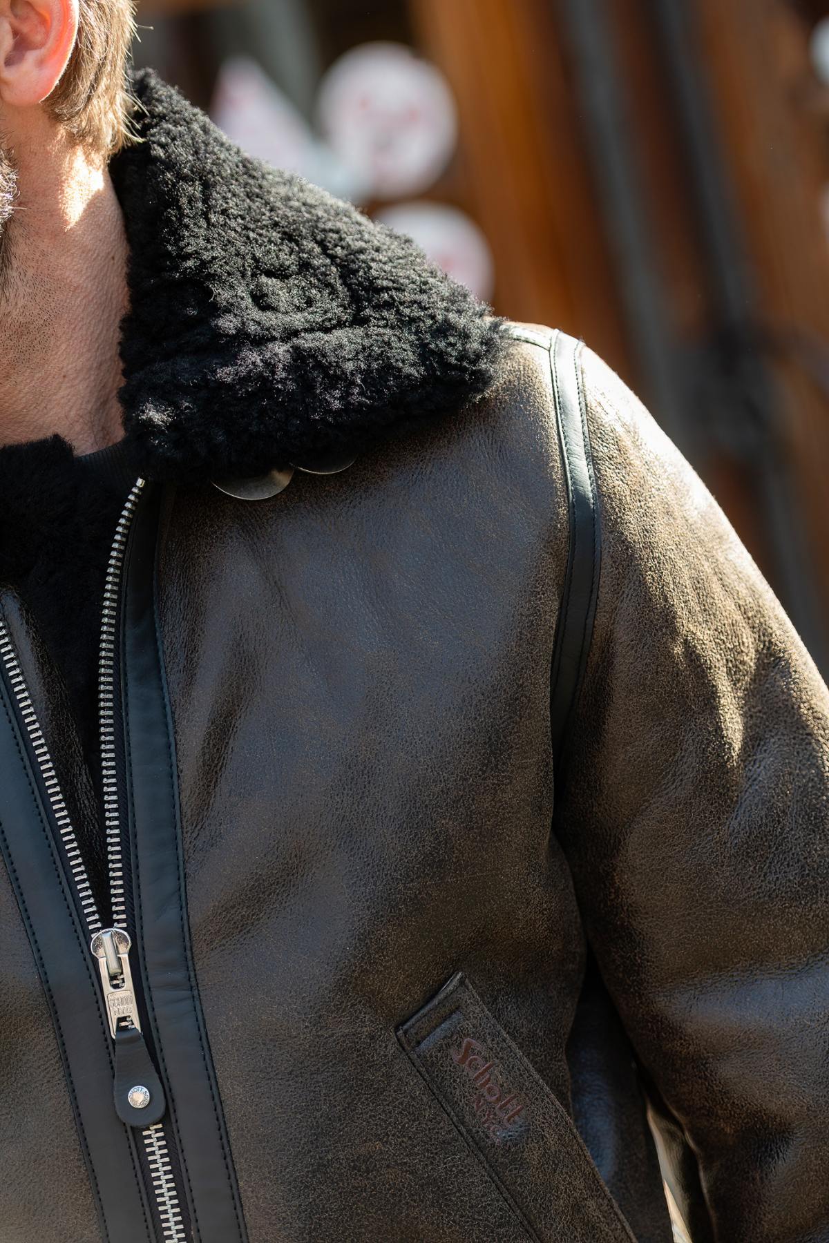 Herren Jacke Schott LC1259 BLACK BROWN — Ansicht 6