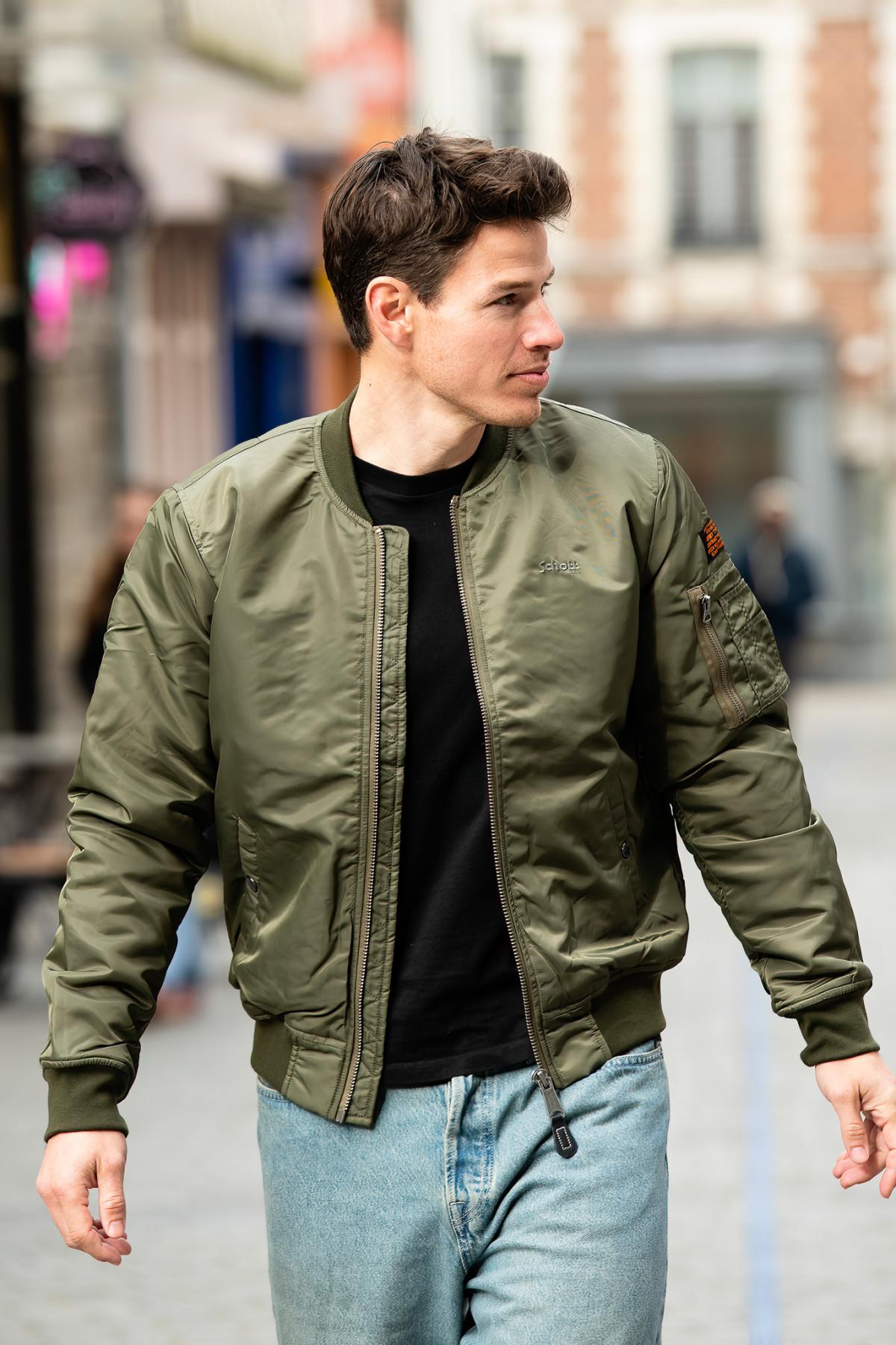 Giacche Uomo Schott JET17 KAKI — vista 1