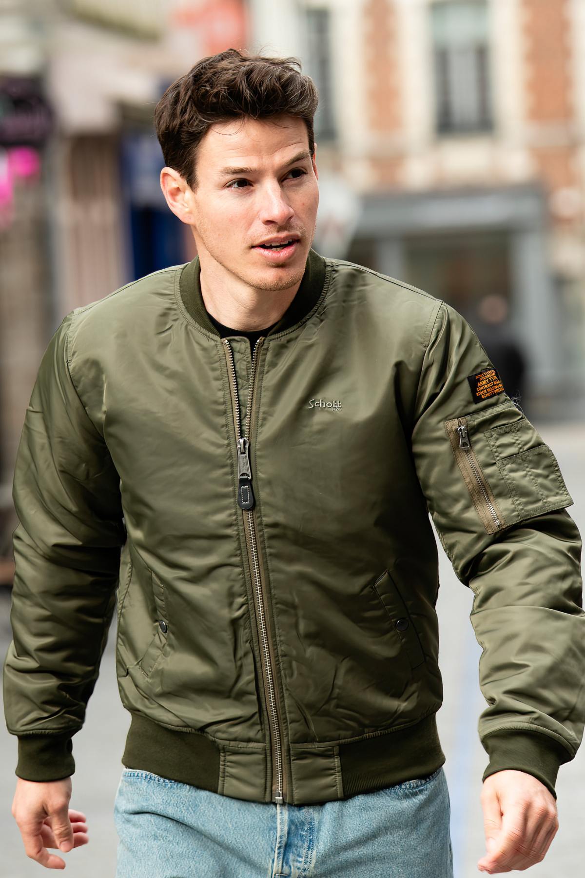 Giacche Uomo Schott JET17 KAKI — vista 2
