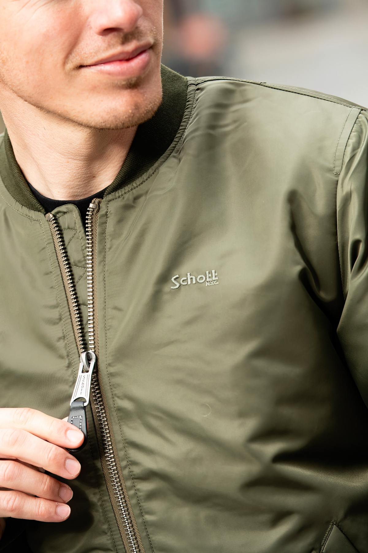 Giacche Uomo Schott JET17 KAKI — vista 4