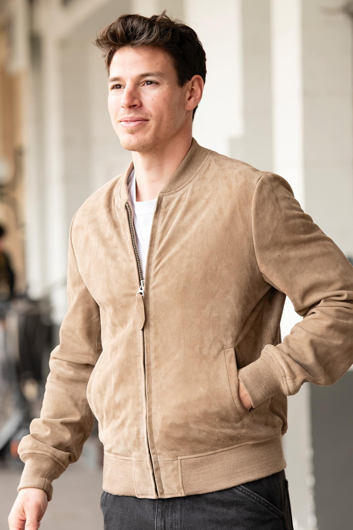 Giacche Uomo Schott LC300 DARK BEIGE — vista 6