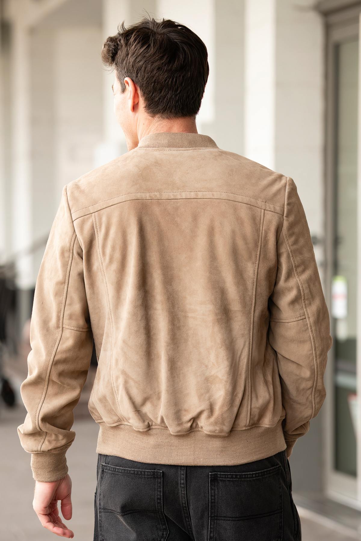 Giacche Uomo Schott LC300 DARK BEIGE — vista 4