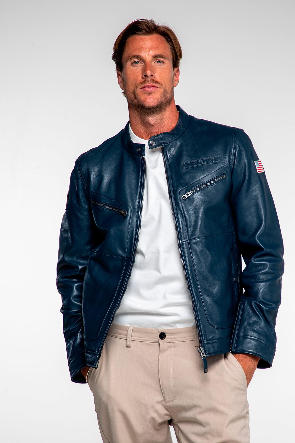 Blouson Homme Steve Mcqueen CINCINNATI ROYAL BLUE — vue 1