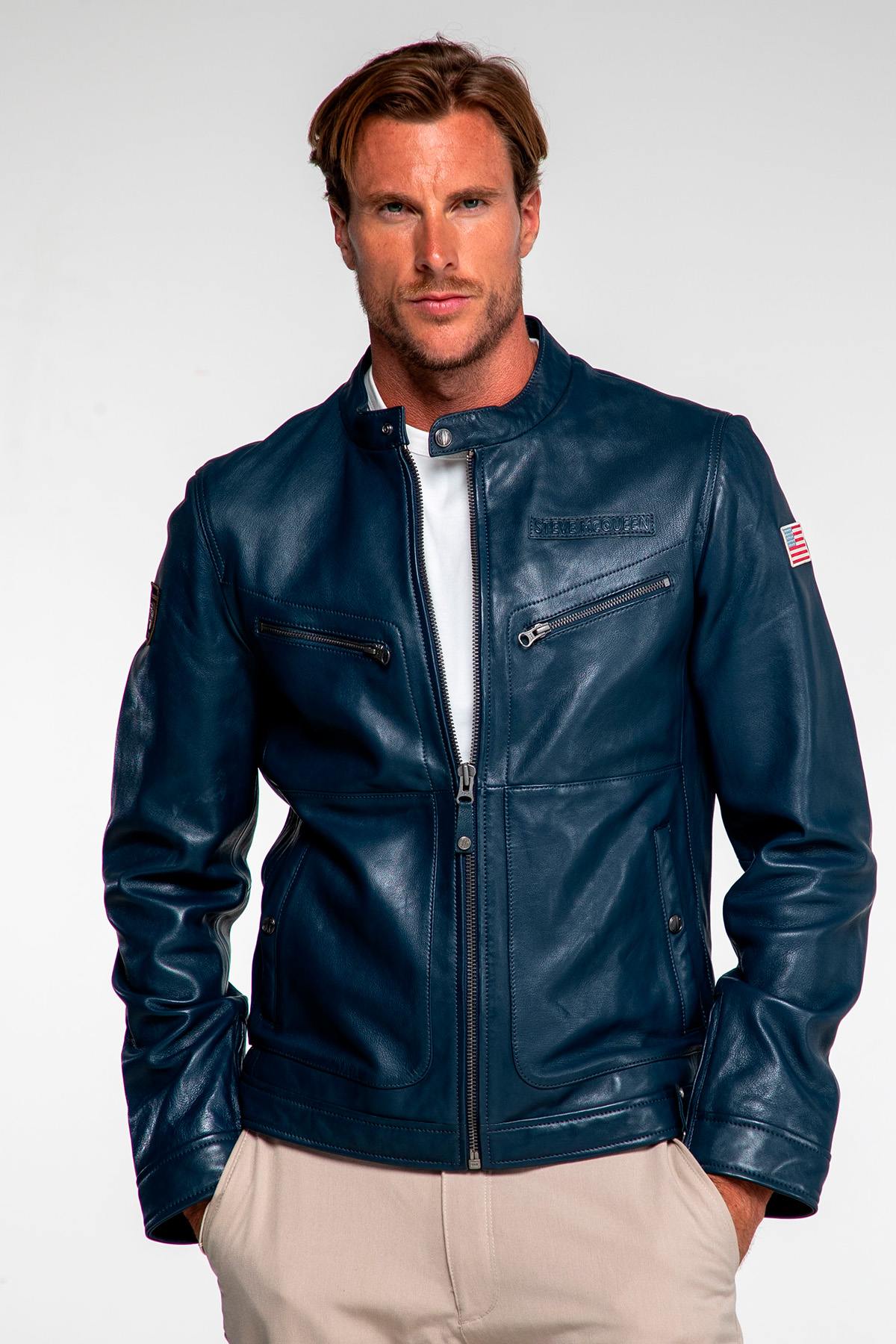 Blouson Homme Steve Mcqueen CINCINNATI ROYAL BLUE — vue 3
