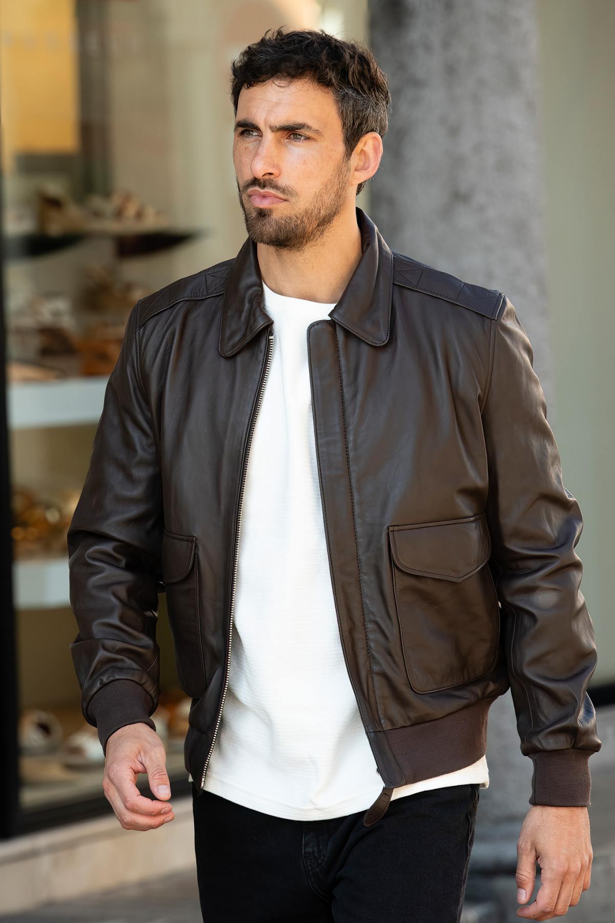 Herren Jacke Schott LCRAF BROWN — Ansicht 1