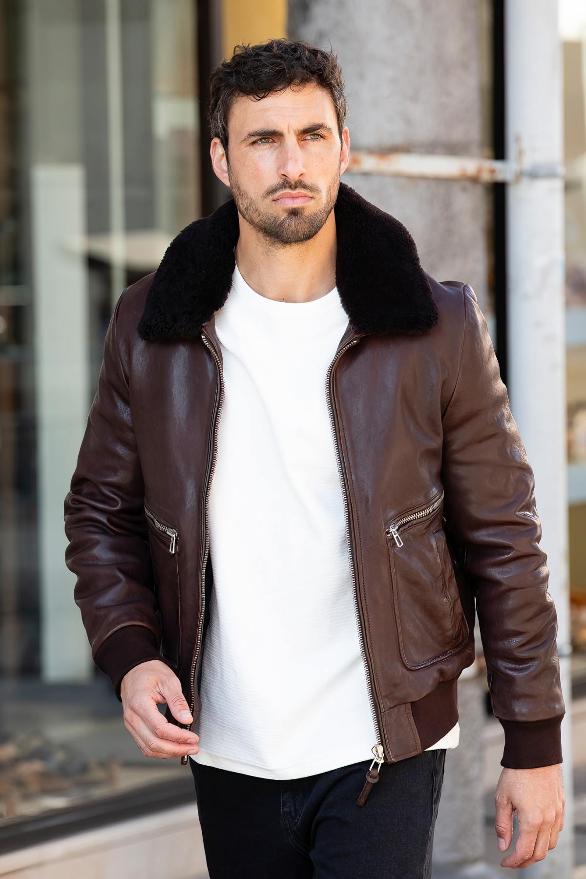 Giacche Uomo Redskins ROYAL GREEN BROWN — vista 4