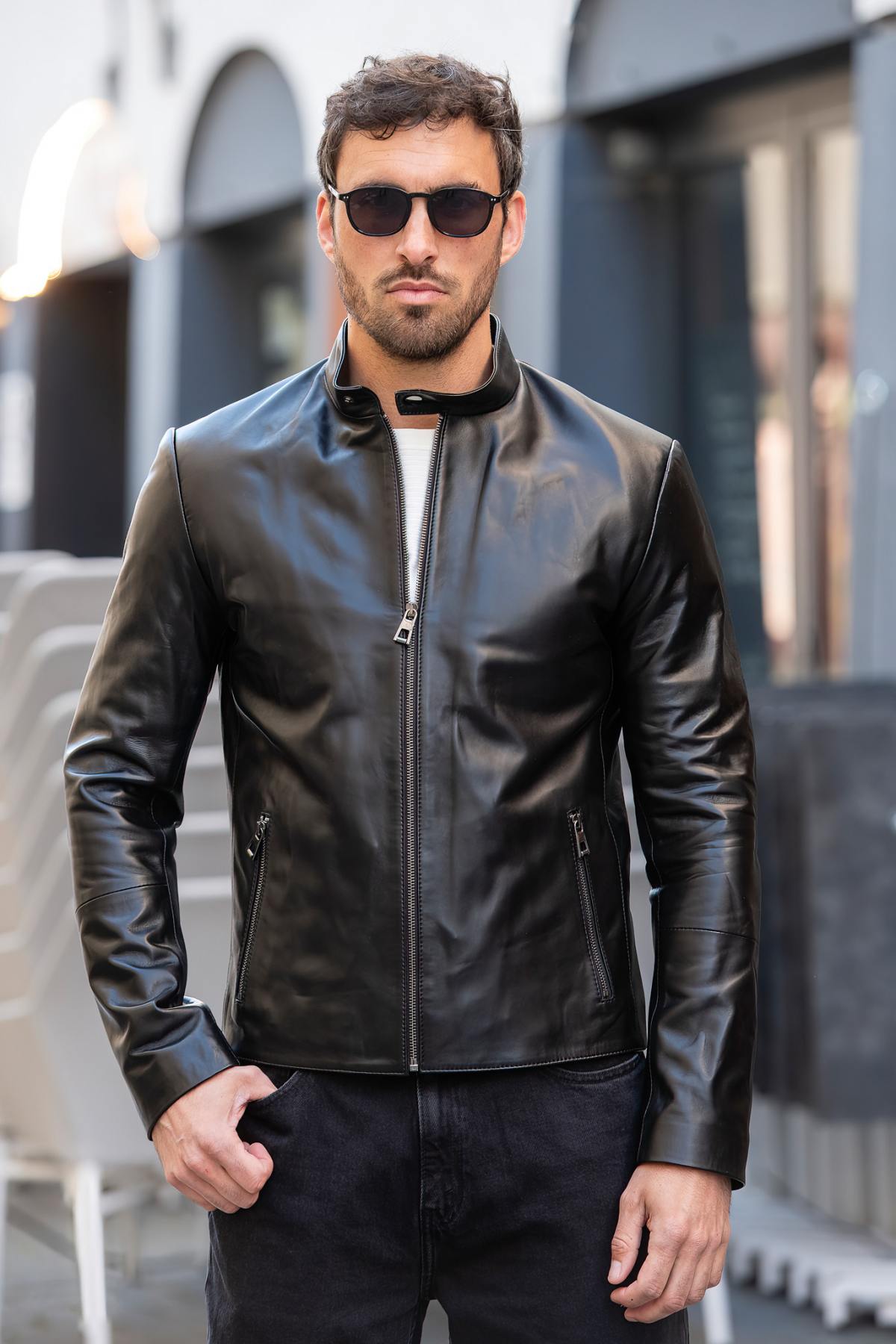 Herren Jacke Cityzen MIGUEL AGNEAU PERLE NOIR — Ansicht 5