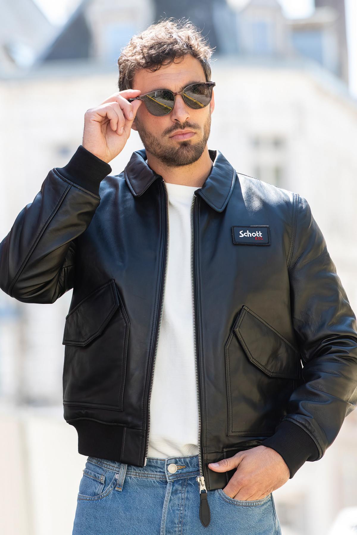 Herren Jacke Schott LCJET BLACK — Ansicht 2
