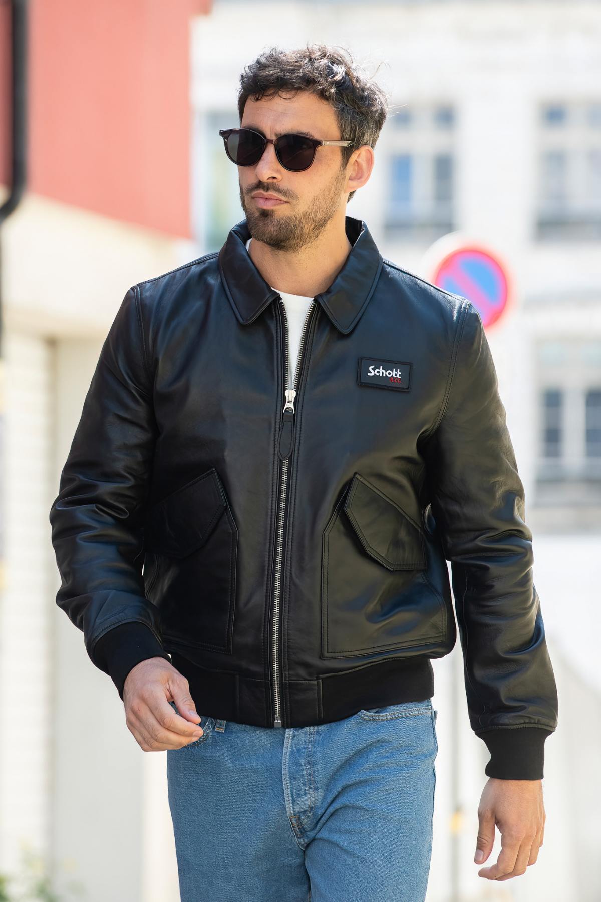 Herren Jacke Schott LCJET BLACK — Ansicht 1