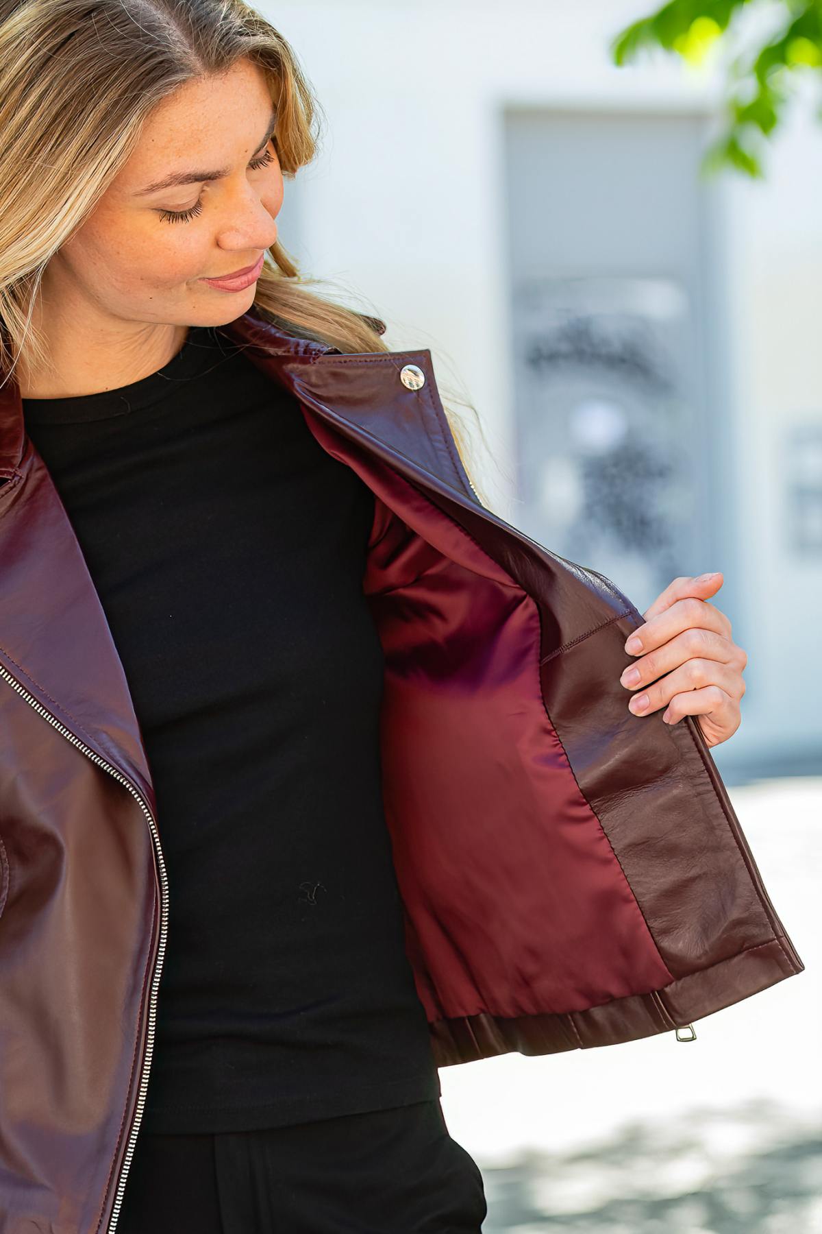 Giacche Donna Cityzen NEW ICONIQUE AGNEAU PERLE BORDEAUX — vista 6