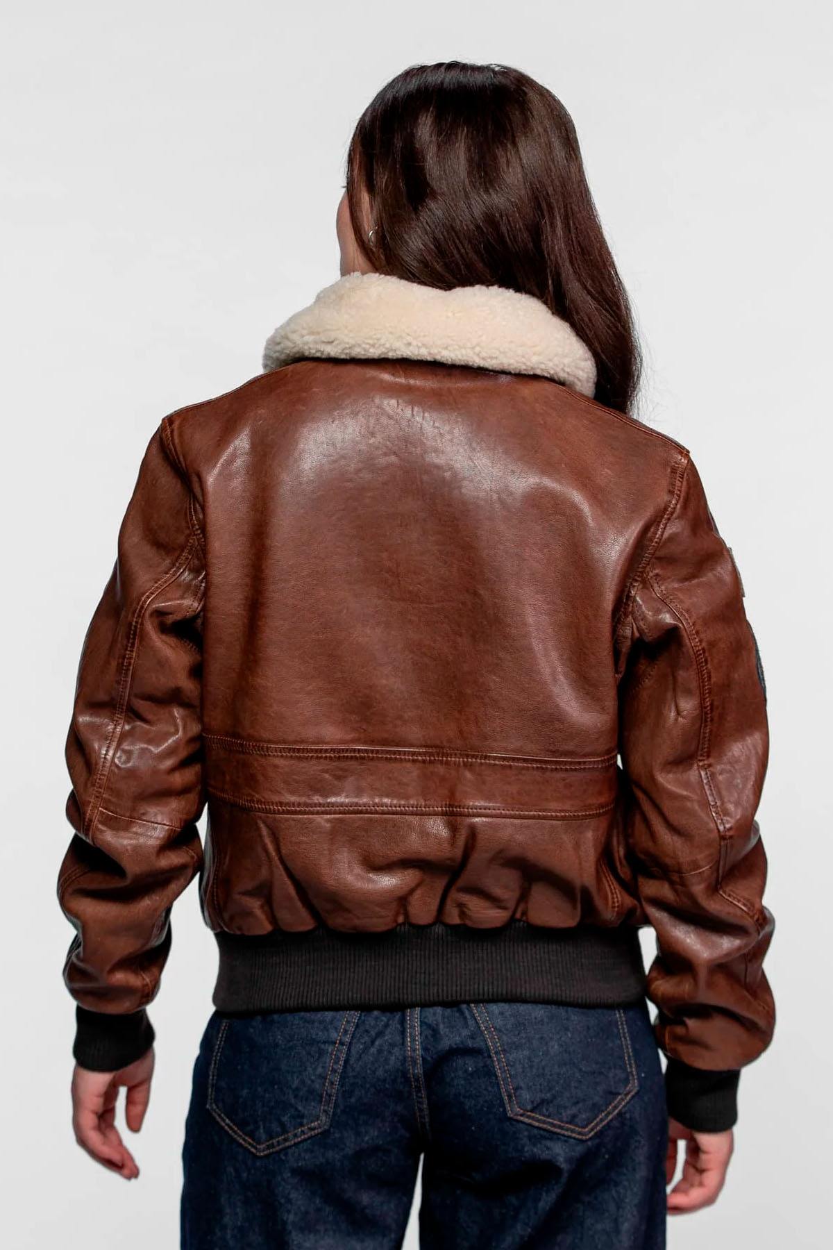 Blouson Femme Rose Garden AIR PILOT LAMB DARK COGNAC — vue 10