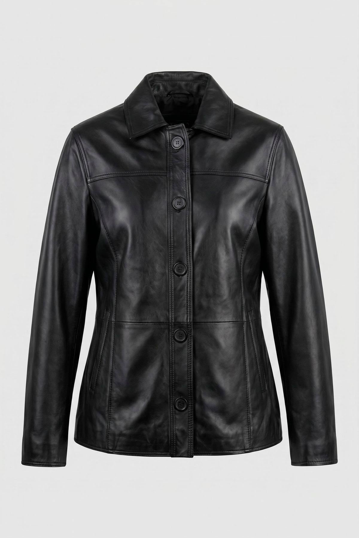 Cazadora Mujeres Cityzen CATALINA AGNEAU PERLE NOIR — vista 4