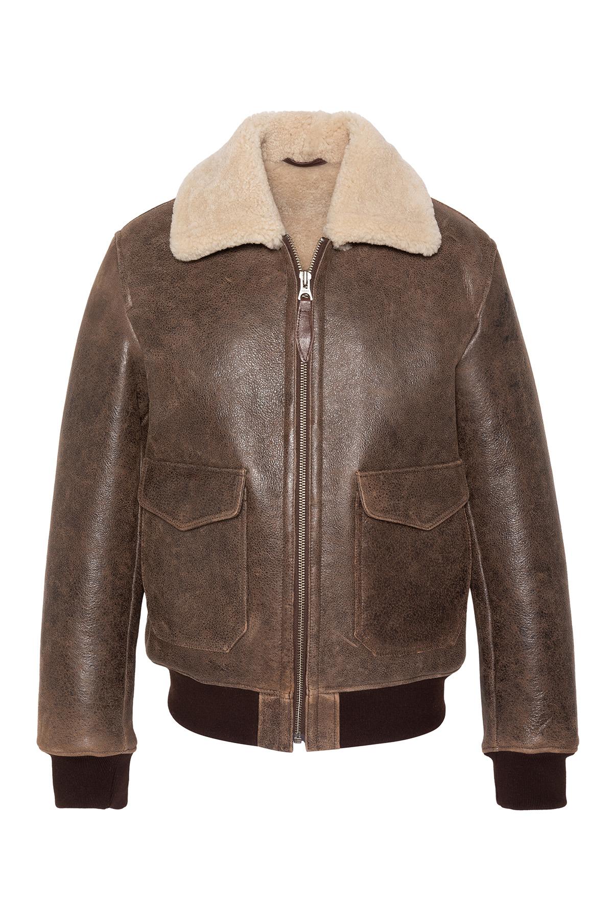 Blouson Homme Schott LCSHEEPPILOT BROWN — vue 1