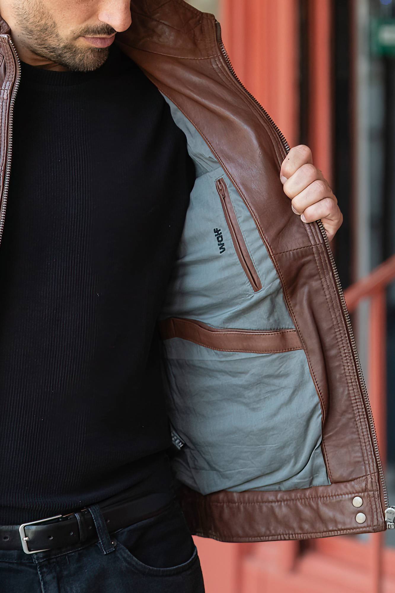 Herren Jacke Cityzen WOLF SHEEP MOCCA — Ansicht 8