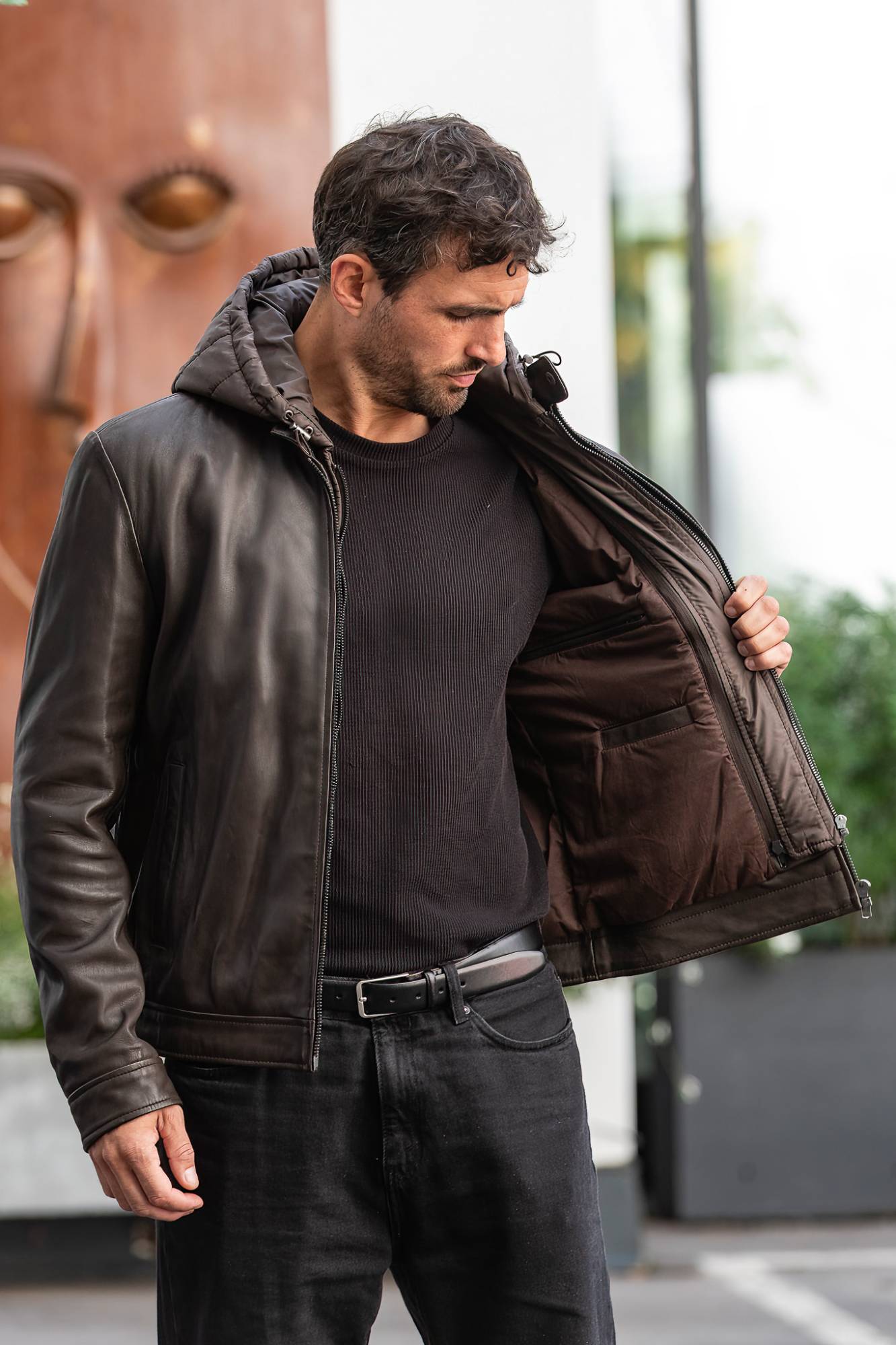  Uomo Serge Pariente RETRO HOOD NYLON DARK BROWN — vista 6