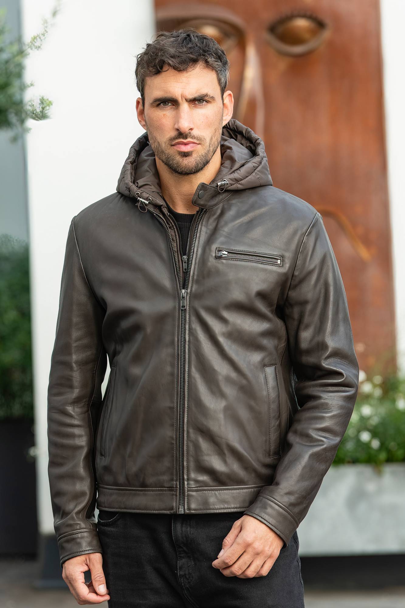  Uomo Serge Pariente RETRO HOOD NYLON DARK BROWN — vista 5