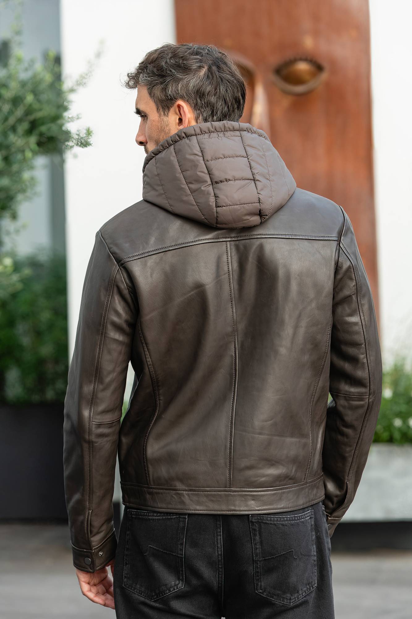  Uomo Serge Pariente RETRO HOOD NYLON DARK BROWN — vista 4
