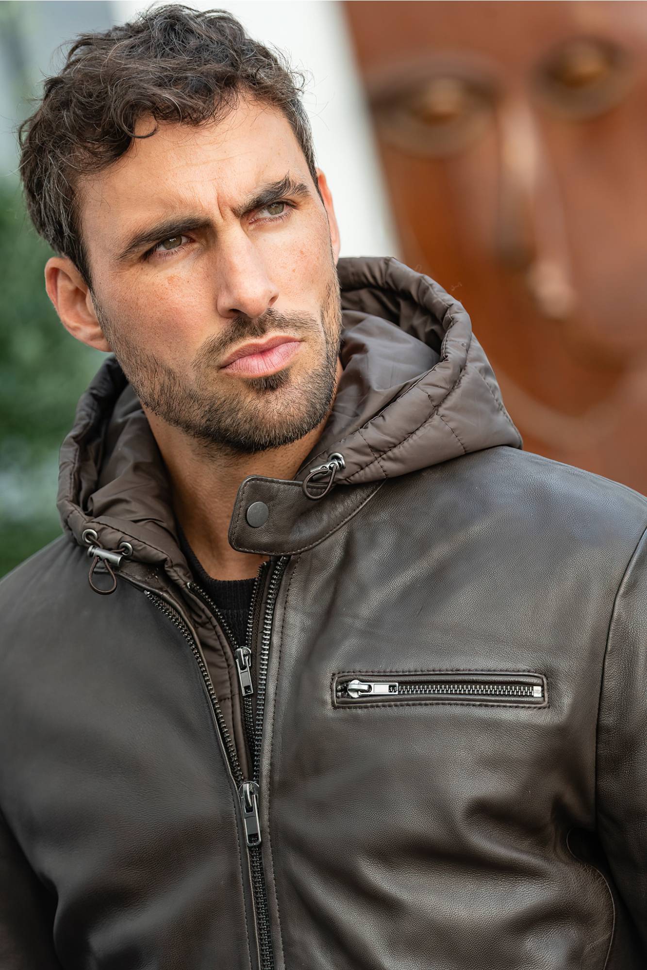  Uomo Serge Pariente RETRO HOOD NYLON DARK BROWN — vista 3