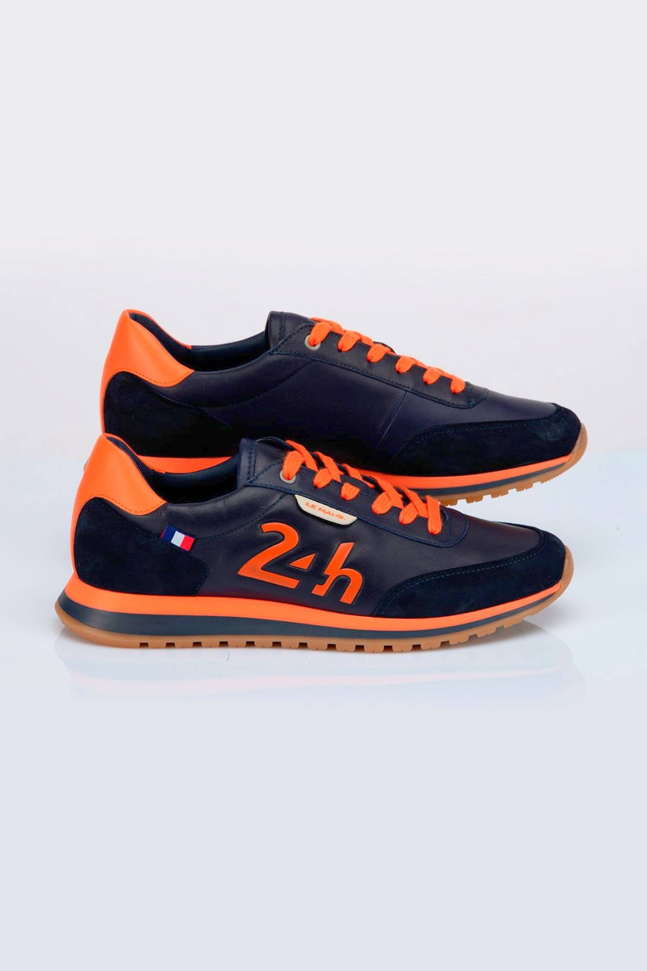 Herren Ledersneakers 24h Le Mans "24H" NAVY / ORANGE — Ansicht 1