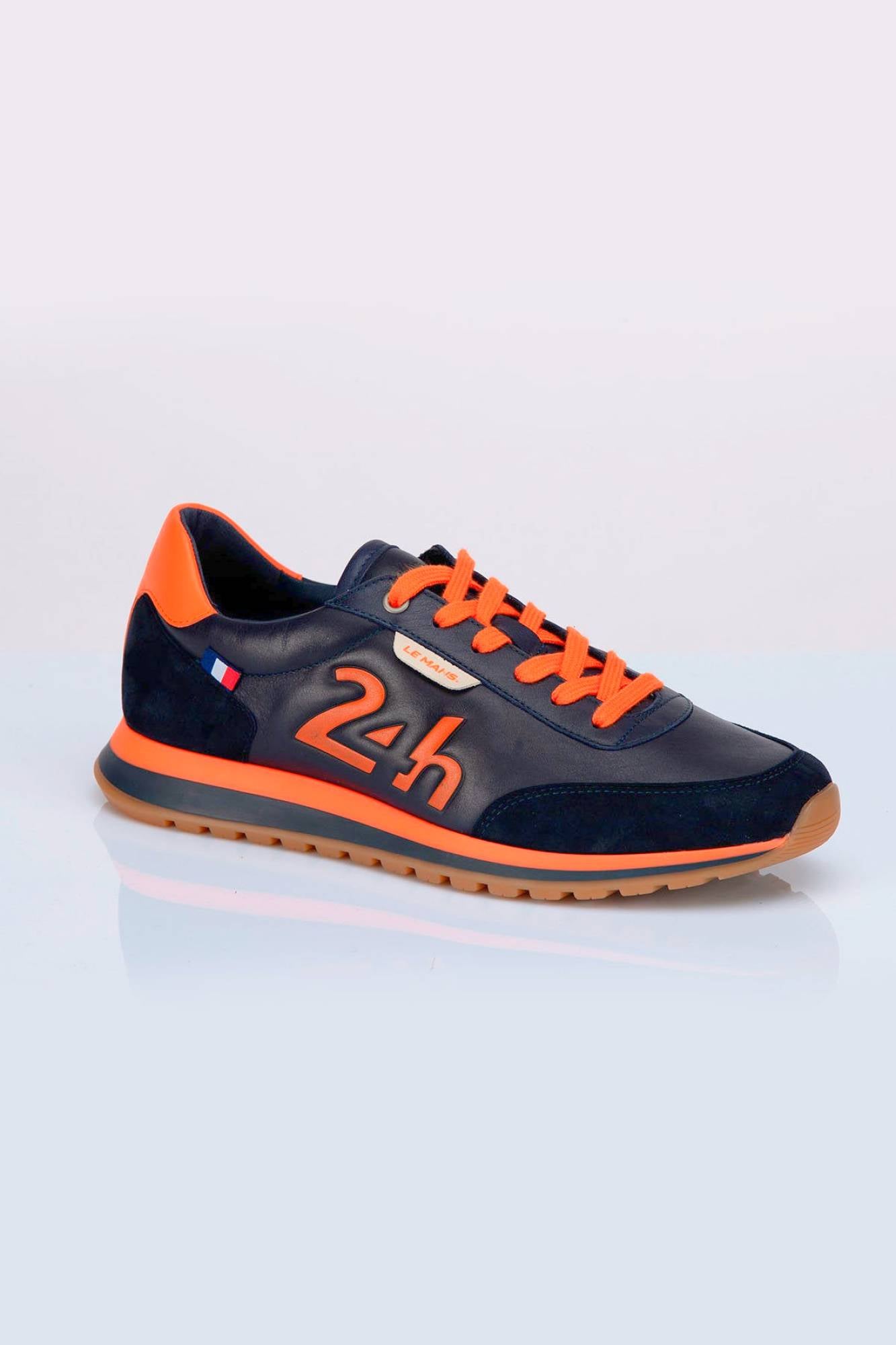 Herren Ledersneakers 24h Le Mans "24H" NAVY / ORANGE — Ansicht 4