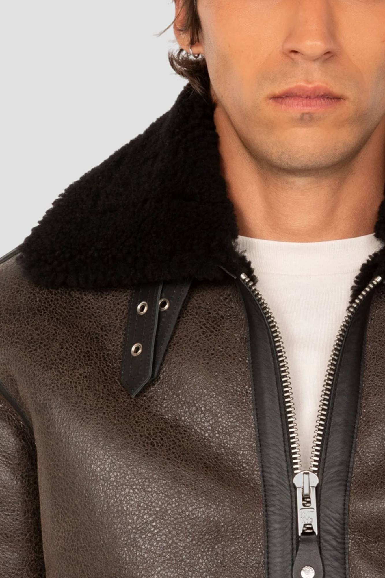 Herren Jacke Schott LC1259RIB BLACK-BROWN — Ansicht 3