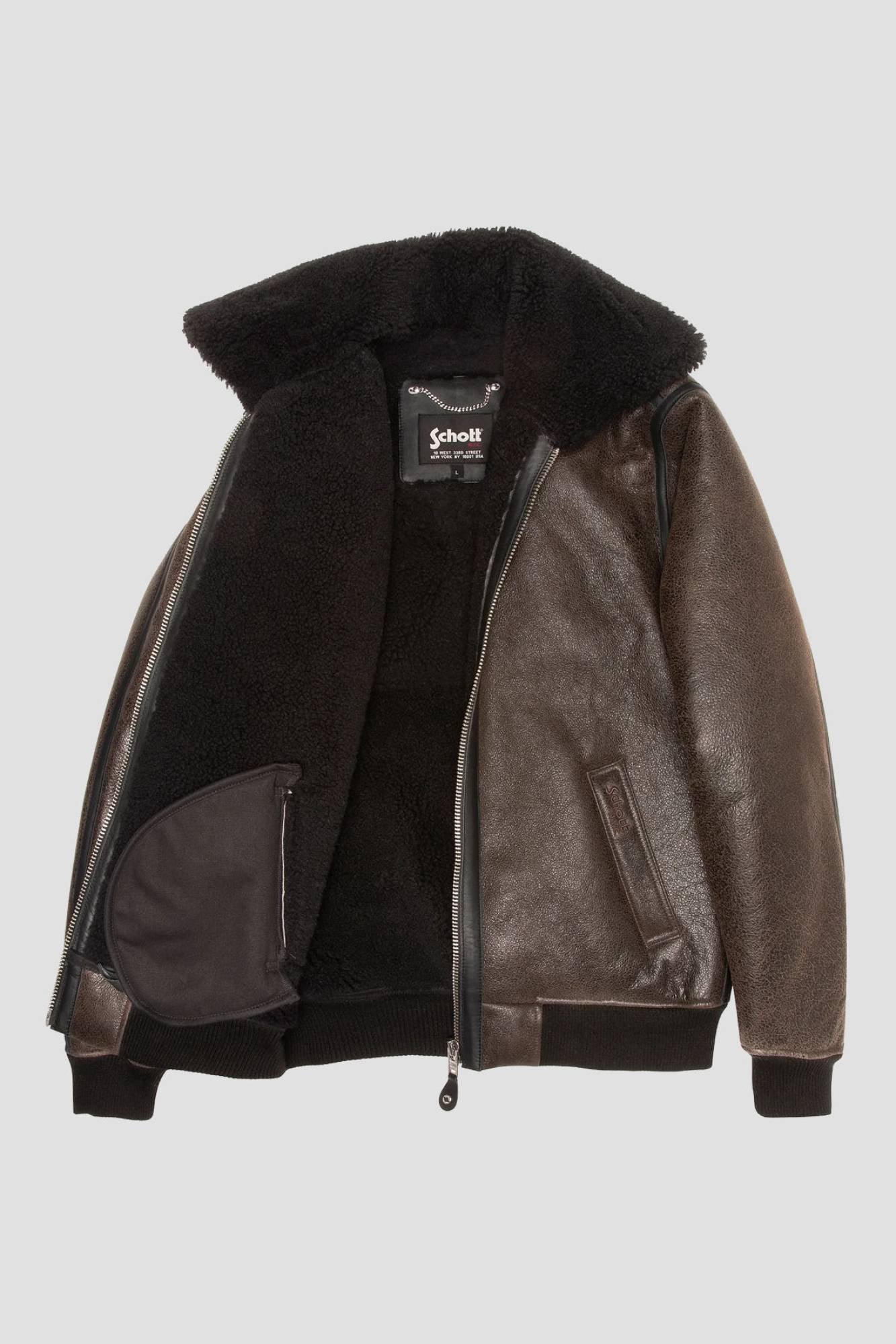 Herren Jacke Schott LC1259RIB BLACK-BROWN — Ansicht 6