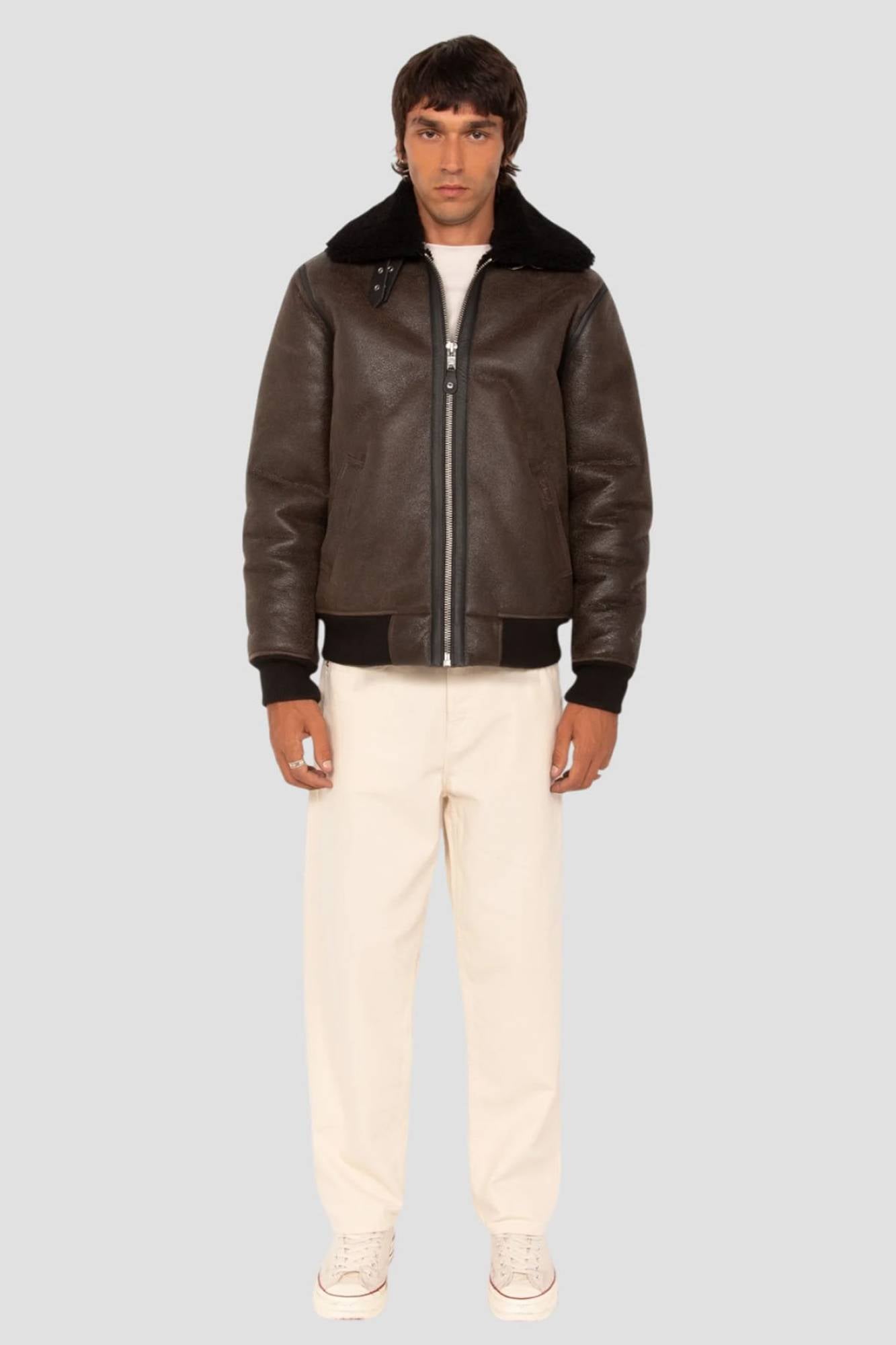 Herren Jacke Schott LC1259RIB BLACK-BROWN — Ansicht 9