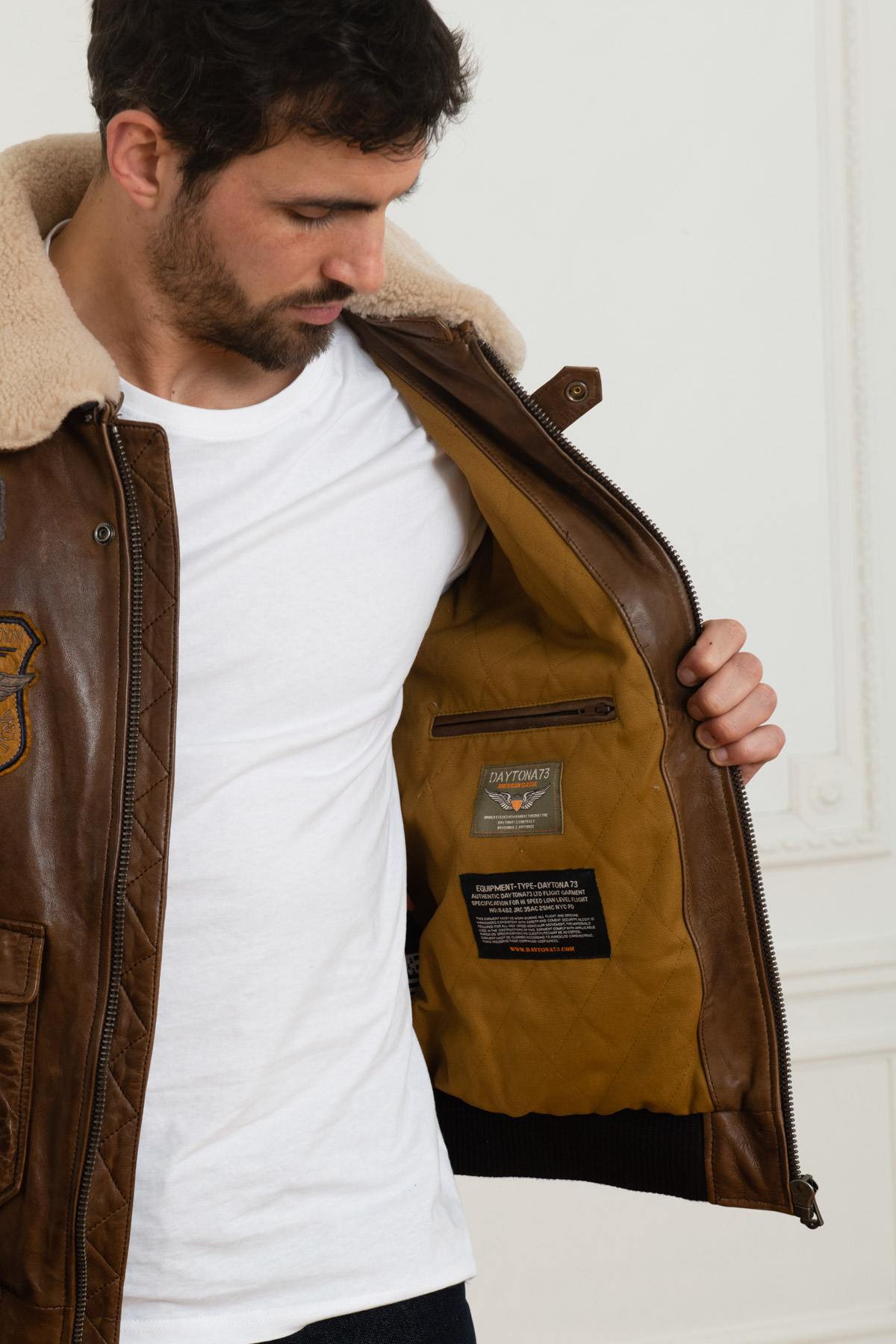 Giacche Uomo Daytona MYTHIC + FUR SHEEP PETROL BISON — vista 9