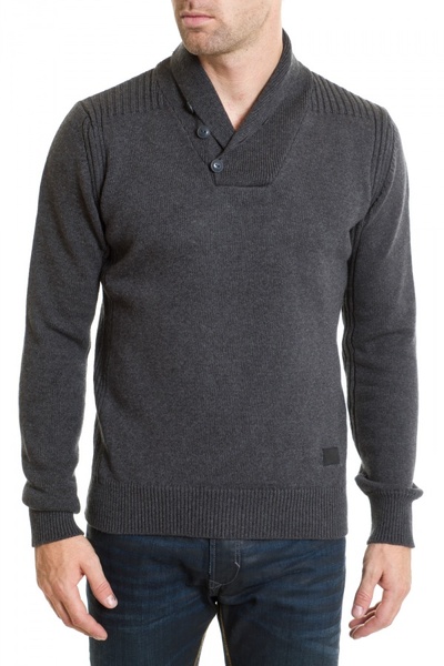 Pull col chale Schott Anthracite pour Homme