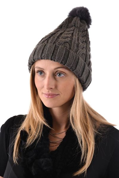 Bonnet Oakwood en laine tressée gris foncé