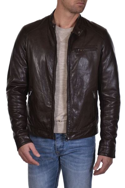 Blouson homme Serge Pariente en cuir d'agneau marron