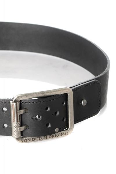 Ceinture Homme Vintage Trafalgar - Cuir Noir Taille 36 - Boucle Laiton Doré Italie