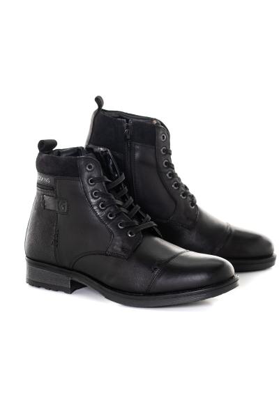 Herren-Stiefel aus schwarzem Leder