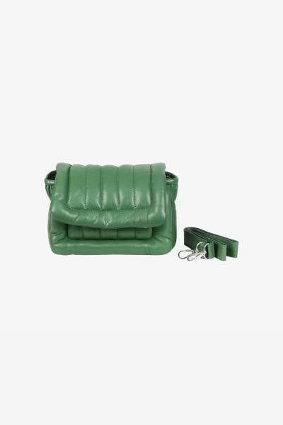 Bolso acolchado de piel auténtica verde esmeralda