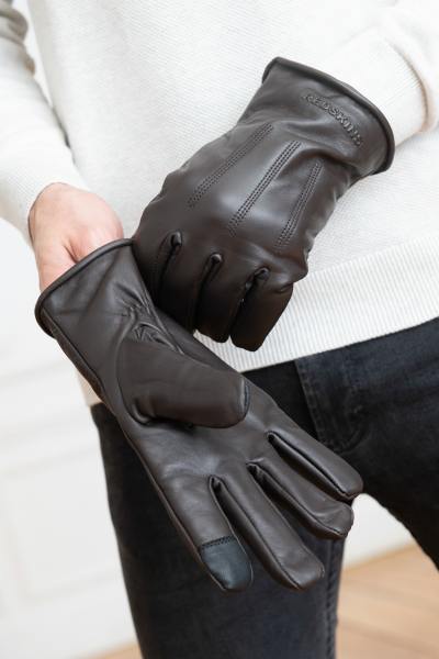 Handschuhe aus braunem Rindsleder