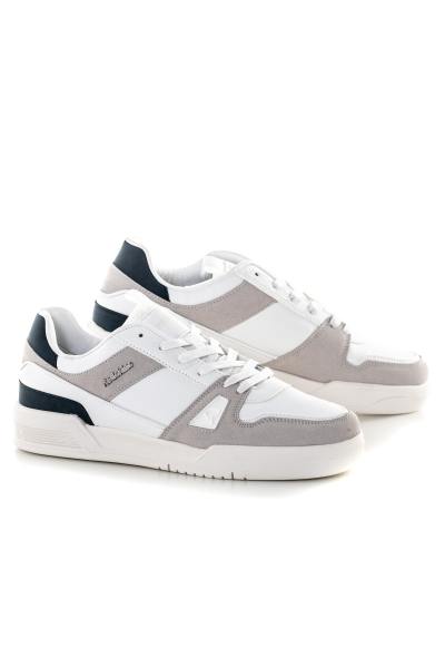 Sneaker in pelle bianco grigio navy