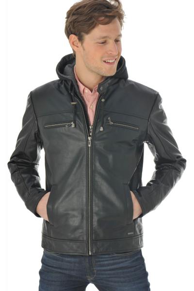 Blouson Cityzen en cuir de buffle noir 