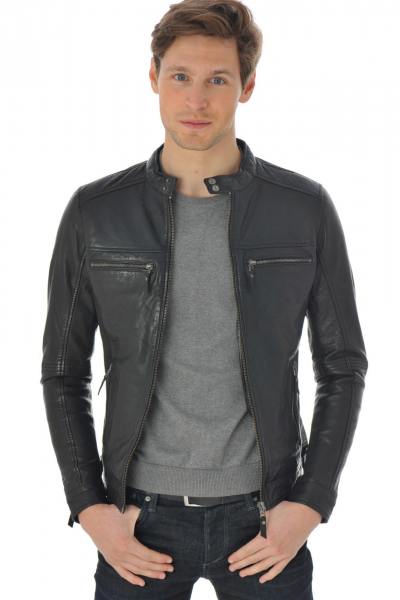 Blouson col mao Noir pour Homme Cityzen