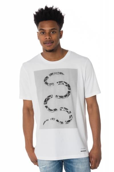 weißes T-Shirt mit Schlangen-Print Diesel