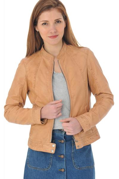 orangene Biker-Lederjacke