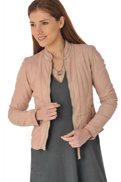 Cuir col rond couleur nude