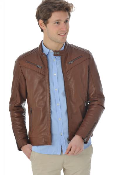 Veste en cuir d'agneau redskins pour homme